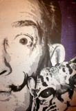 oeuvre de l'artiste Jinks Kunst : Salvador Dali et Babou (son Ocelot)