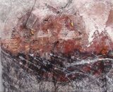 Dripping noir sur fond rouge