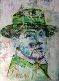 oeuvre de l'artiste PIA : L'homme au chapeau vert