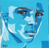oeuvre de l'artiste GARINOIS Michèle-b. : Visage, homme, bleu