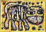Oeuvre Chat jaune mignon peinture acrylique sur papier A4 - Artiste DEZ Sylvain