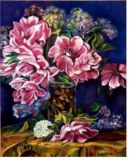 Vase de fleurs sur nappe
